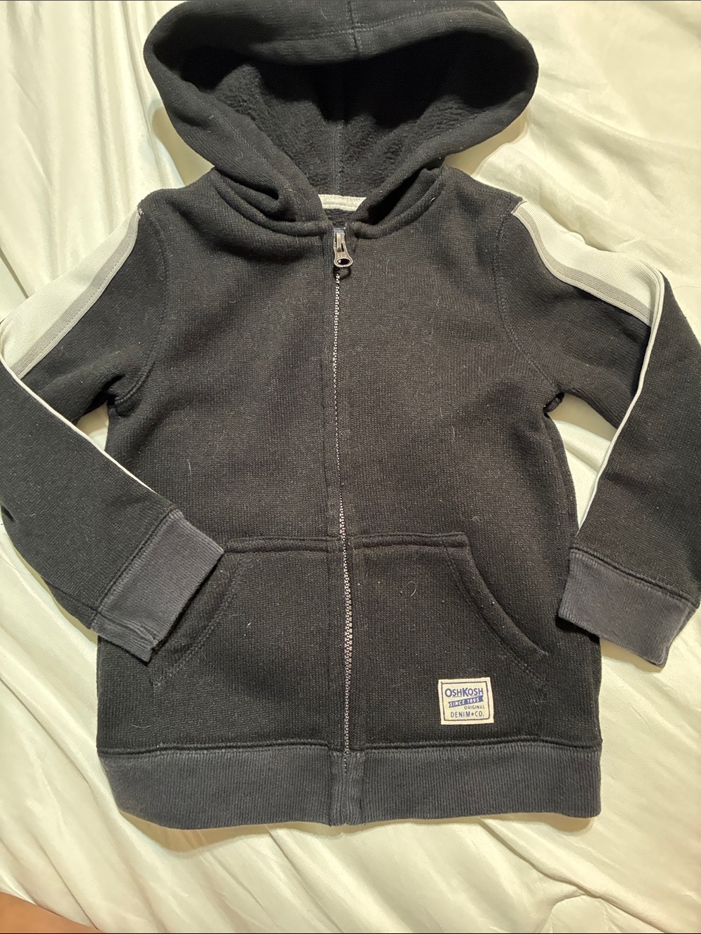 OshKosh B'gosh Black Hoodie with Gray Shoulder Stripes